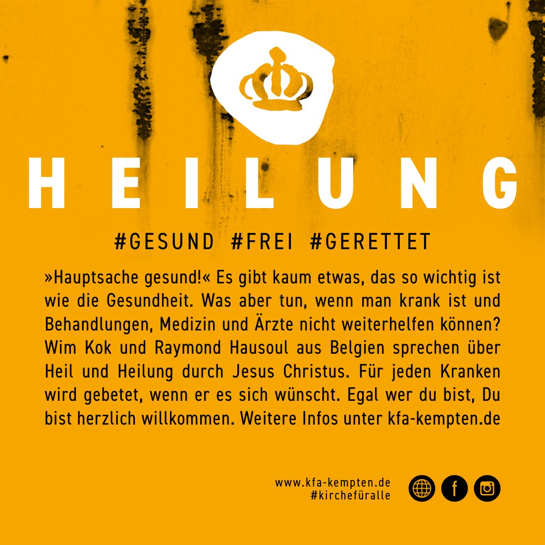 Rückseite des Flyers #gesund #frei #gerettet